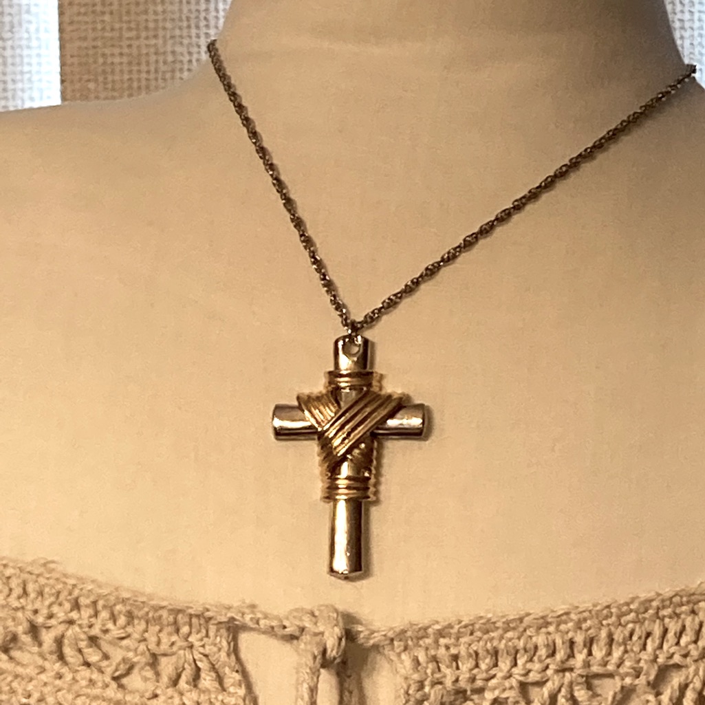 Silver Tone And Gold Tone Cross Necklace